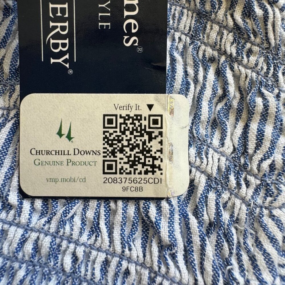 NWT Vineyard Vines x Kentucky Derby Blue & White Stripe Nap Dress Size L - Picture 12 of 14